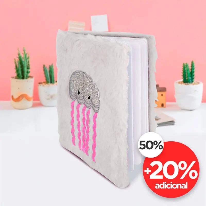 Libreta De Peluche Con Diseño De Medusa, Color Blanco 1