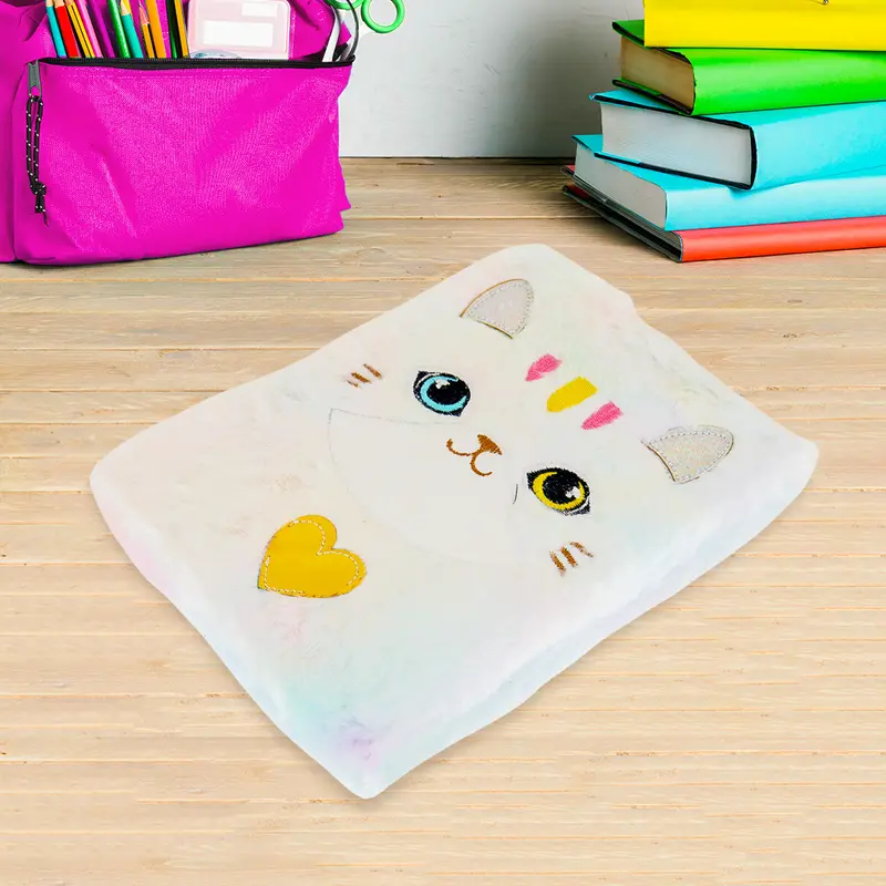 Libreta De Peluche Multicolor Con Diseño De Gato 2
