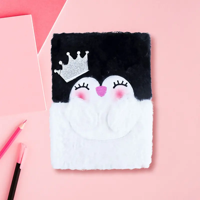Libreta De Pingüino Con Textura De Peluche, 80 Páginas 1