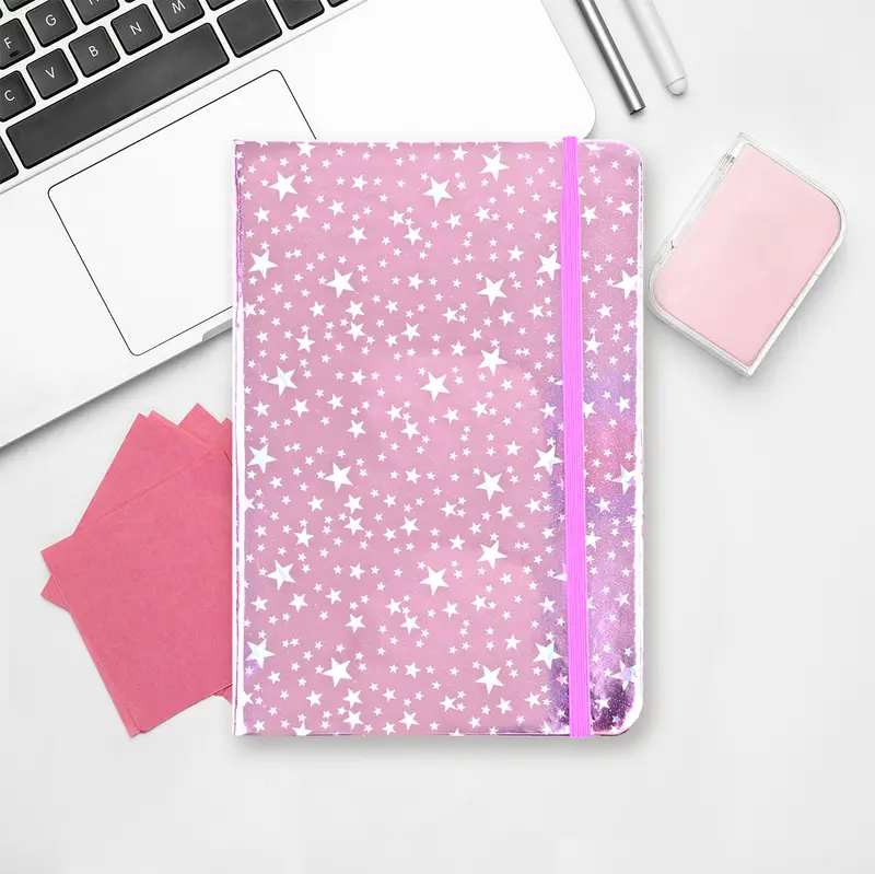 Libreta Diseño De Estrellas Color Fucsia, 80 Páginas 1