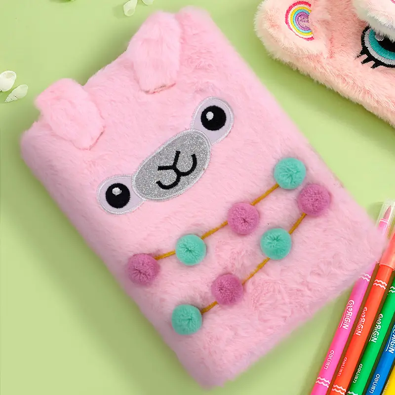 Libreta Llama De Peluche Color Rosa, 80 Páginas 1