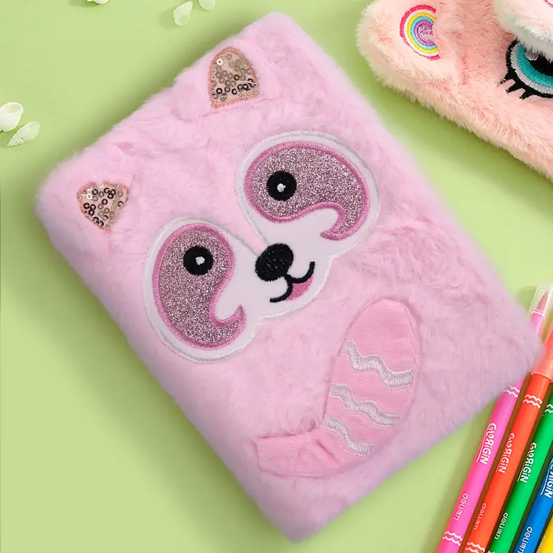 Libreta Mapache De Peluche Color Rosa, 80 Páginas 1