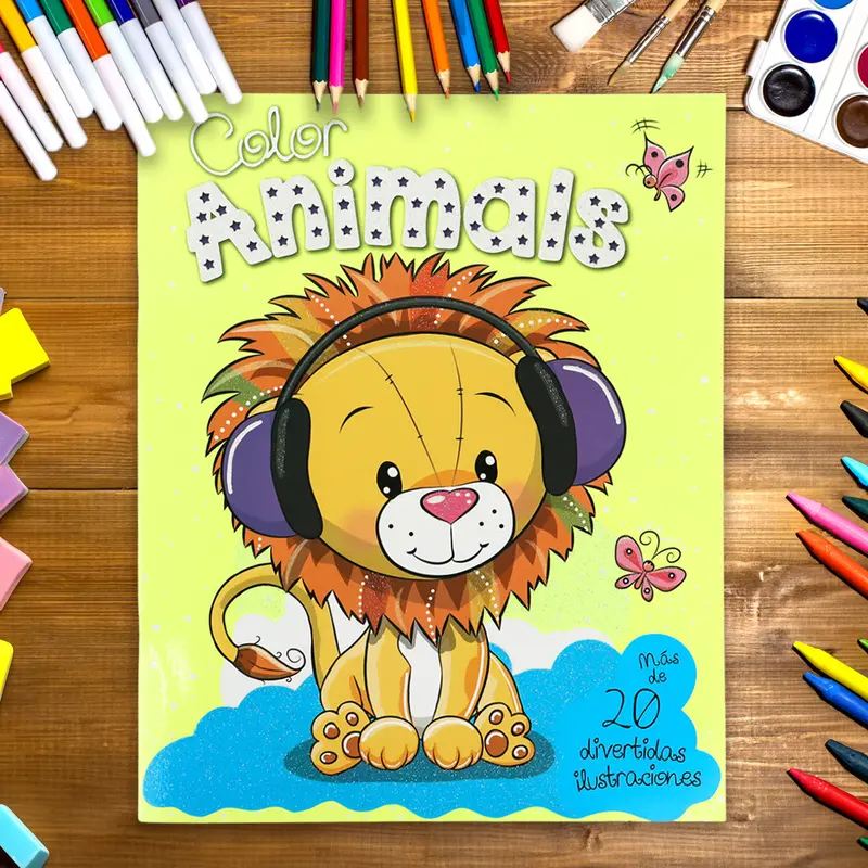 Libro Para Colorear, Animales León 32 Pg. 1