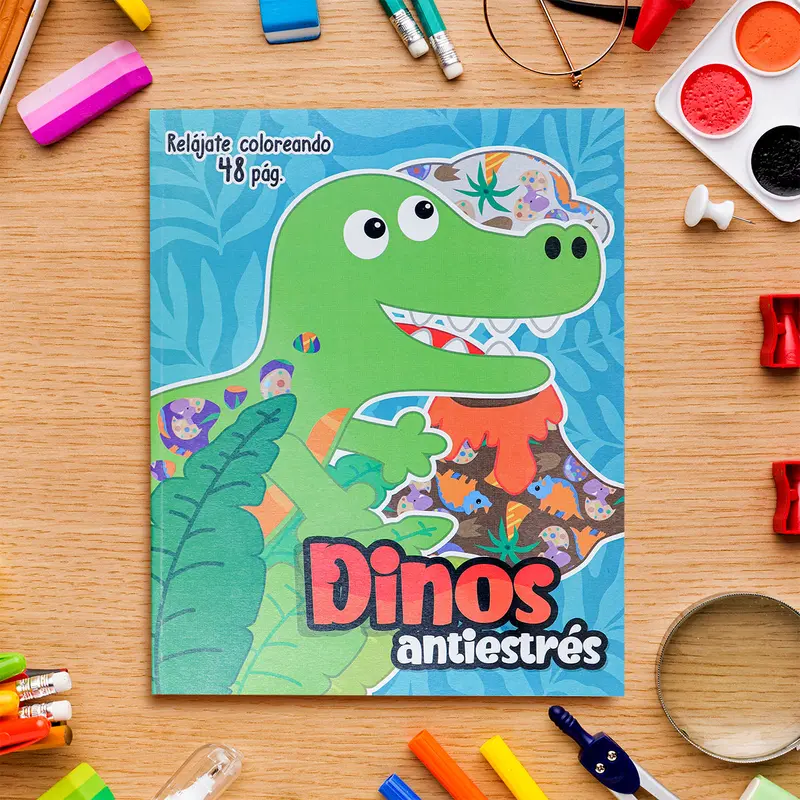 Libro Para Colorear, Dino Antiestrés, 48 Páginas 1