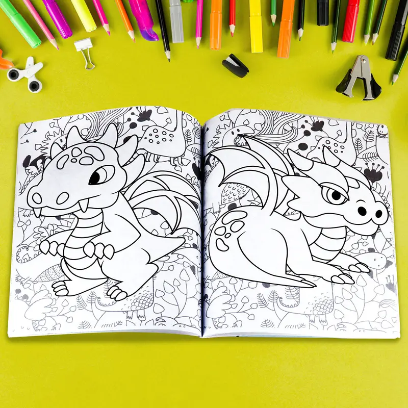 Libro Para Colorear, Dragón, 80 Páginas 2