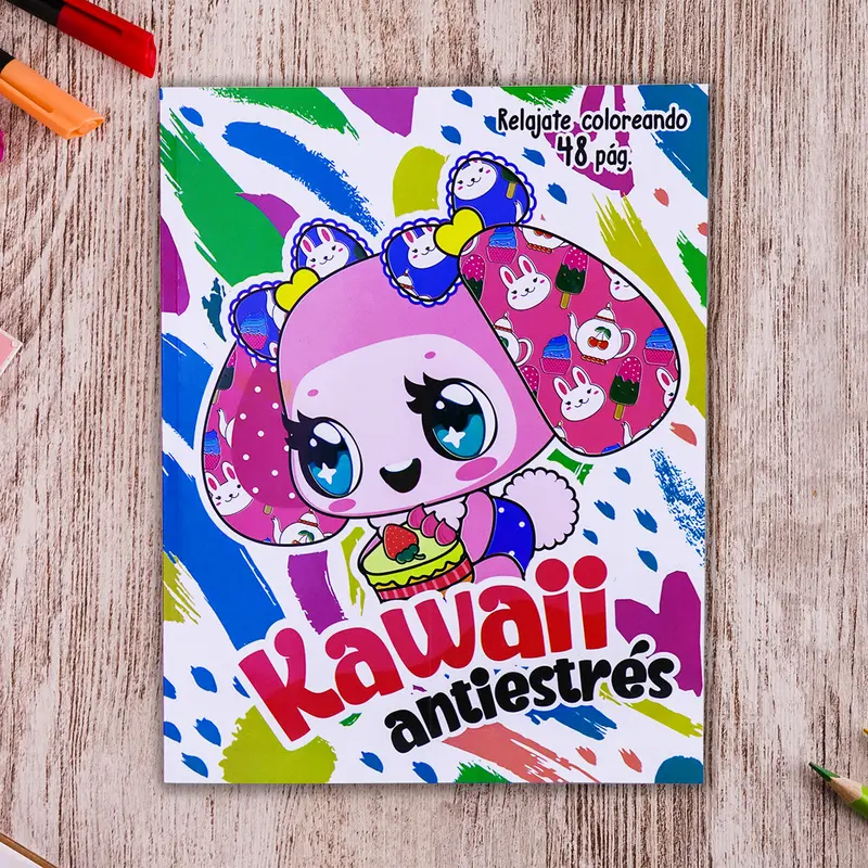 Libro Para Colorear, Kawaii Antiestrés, 48 Páginas 1