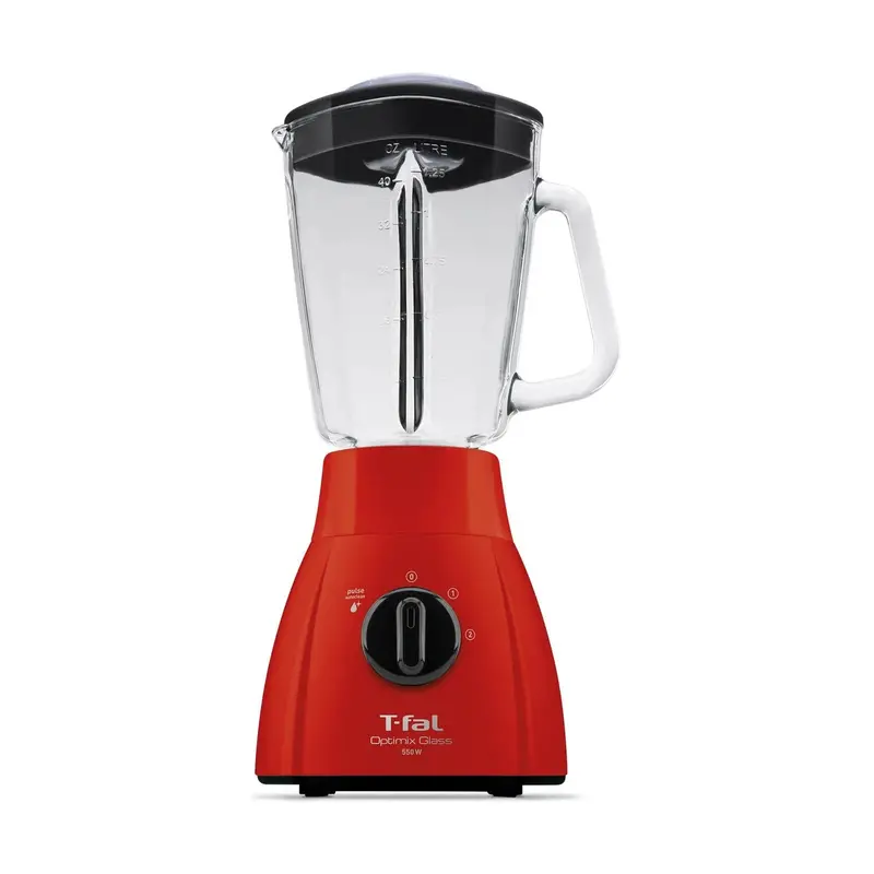 Licuadora T-Fal Optimix Glass Vaso De Vidrio 1.25 Litros Roja Ln2785x0 1
