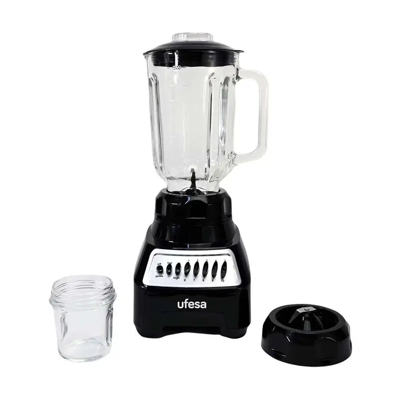 Licuadora Ufesa Vaso De Vidrio 1.5 Litros Negra Con Accesorios Bs7020-Mg5294 1