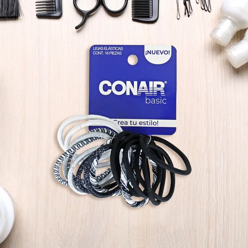 Ligas Color Negro Con Blanco Para El Cabello, Conair 1
