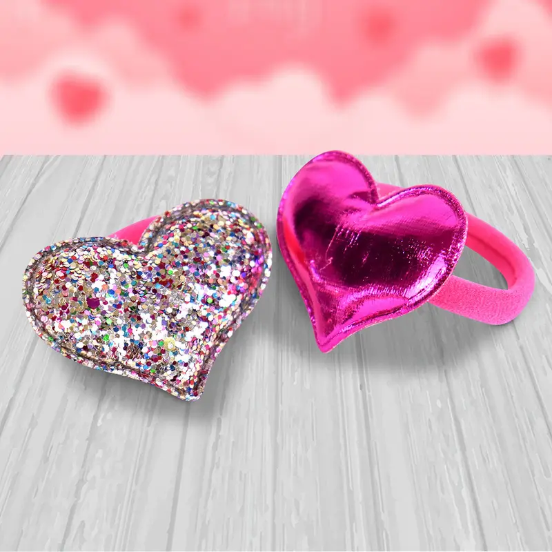 Ligas Con Corazones Para Cabello, 4 Pzas 1
