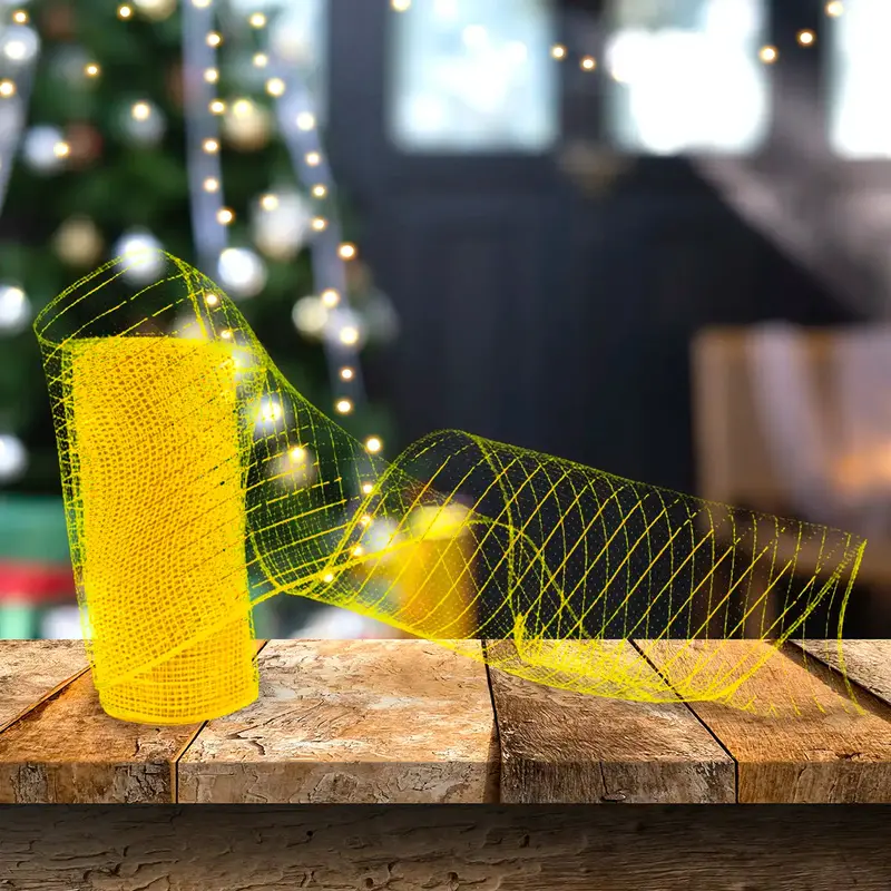 Listón Mesh Navideño, Color Amarillo 1