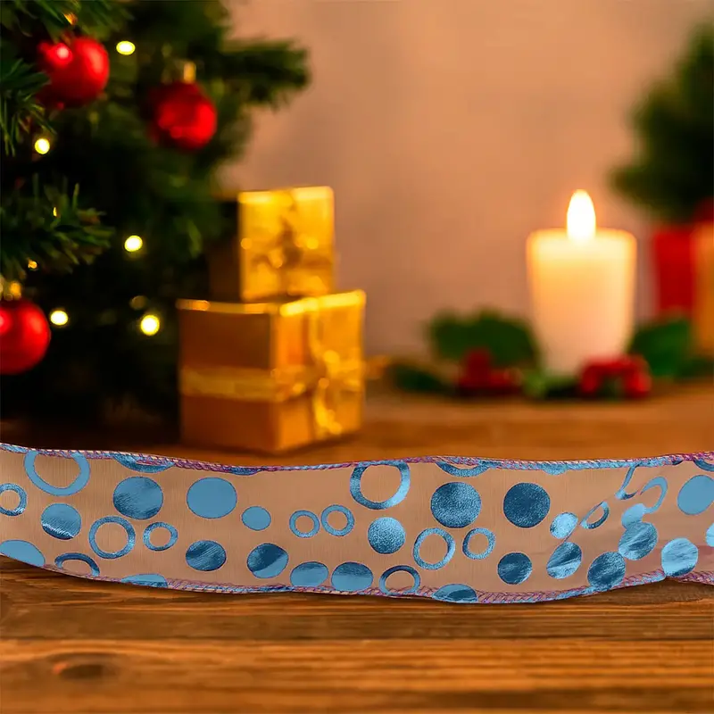 Listón Navideño Color Azul Pattern Ribbon 2