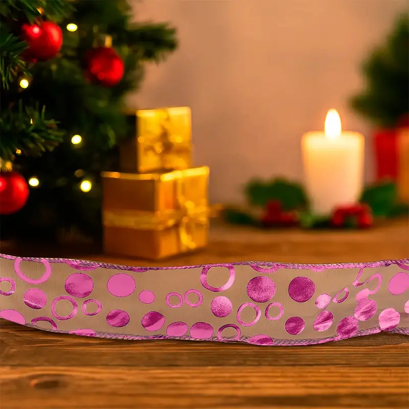 Listón Navideño Color Fucsia Pattern Ribbon 2