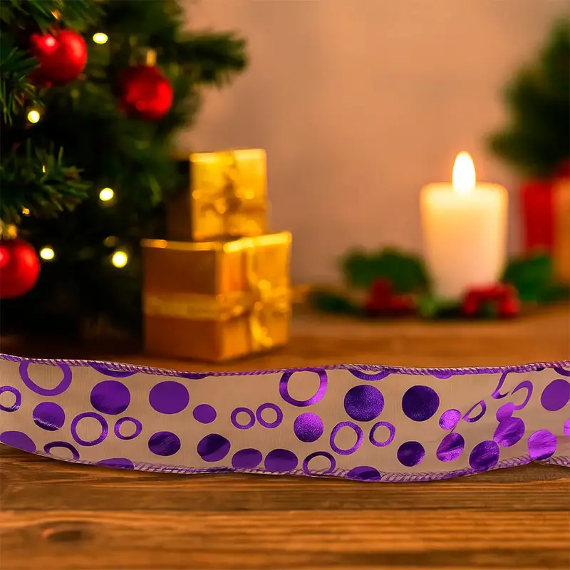 Listón Navideño Color Morado Pattern Ribbon 2