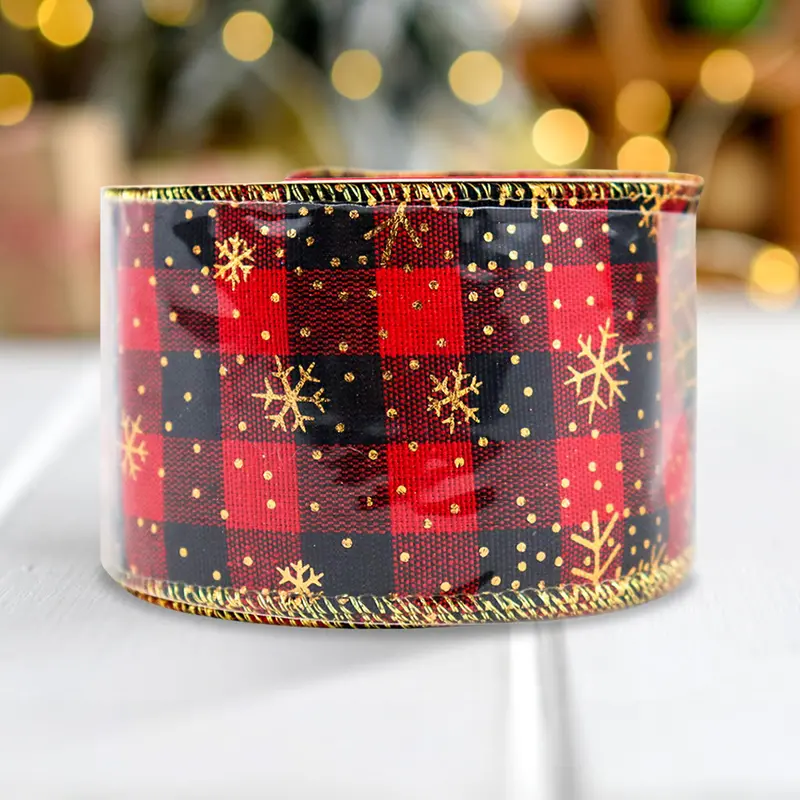 Listón Navideño Decorativo, Color Negro Y Rojo 2