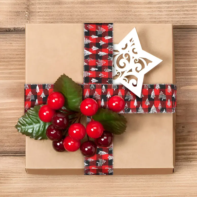 Listón Navideño Decorativo, Diseño Pino 1