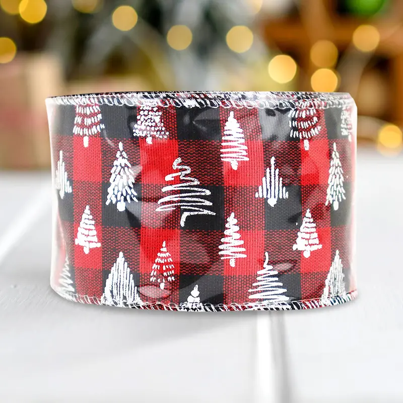 Listón Navideño Decorativo, Diseño Pino 2