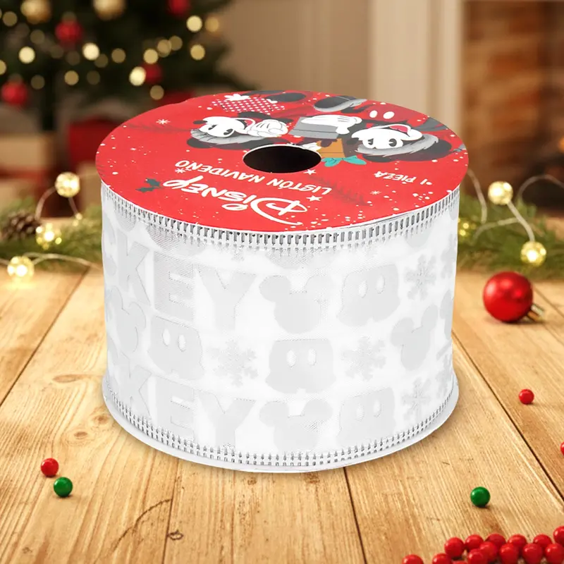Listón Navideño, Diseño Mickey, Color Plata 1