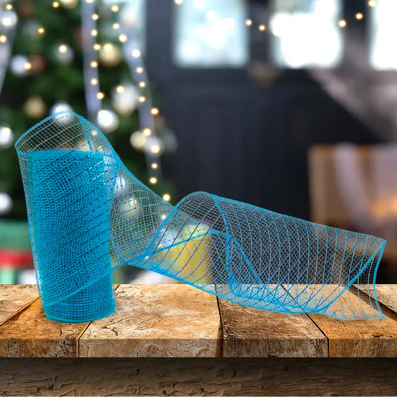 Listón Navideño Mesh, Color Azul 1