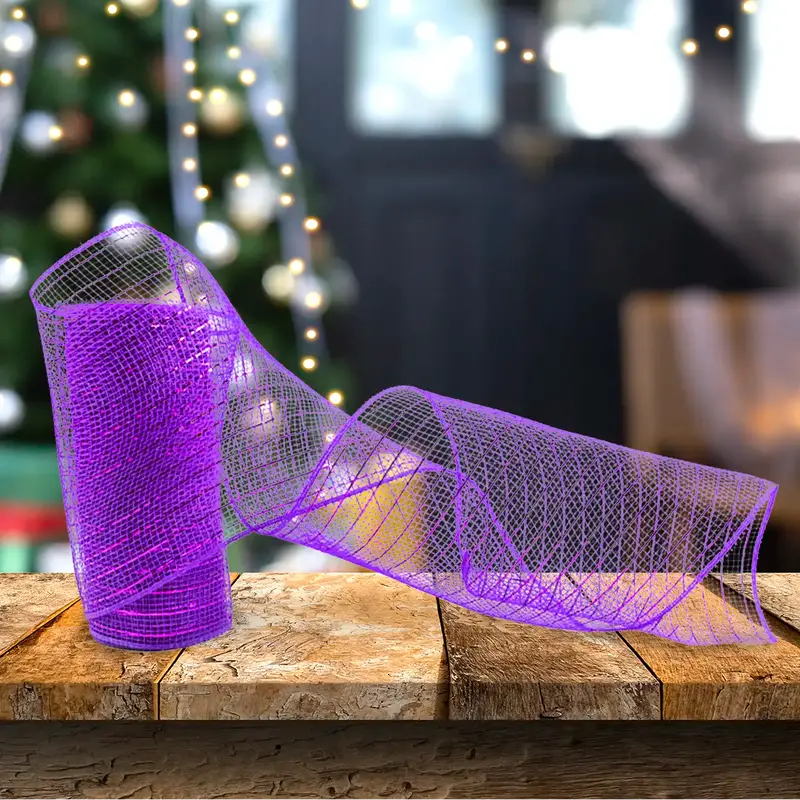 Listón Navideño Mesh, Color Morado 1