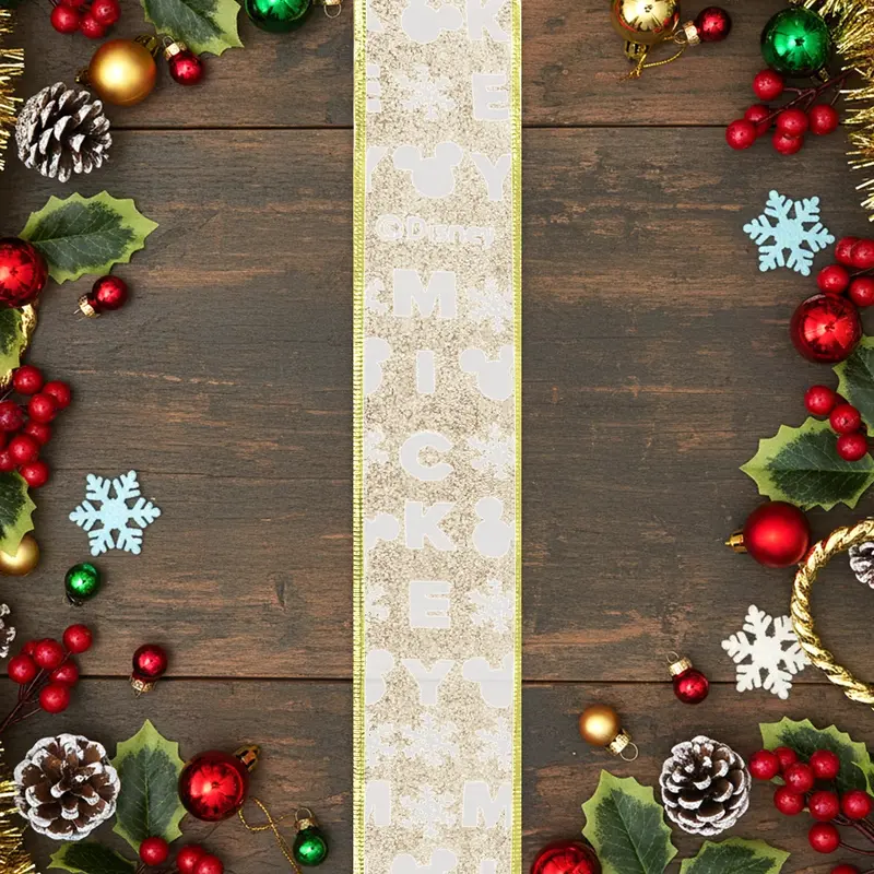 Listón Navideño, Mickey, Color Oro 2