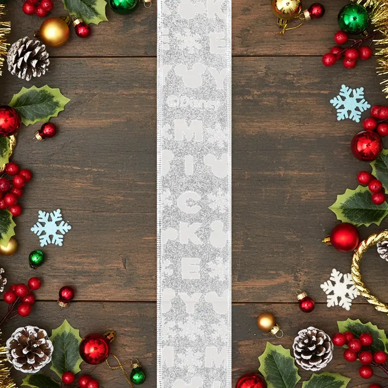 Listón Navideño, Mickey, Color Plata 2