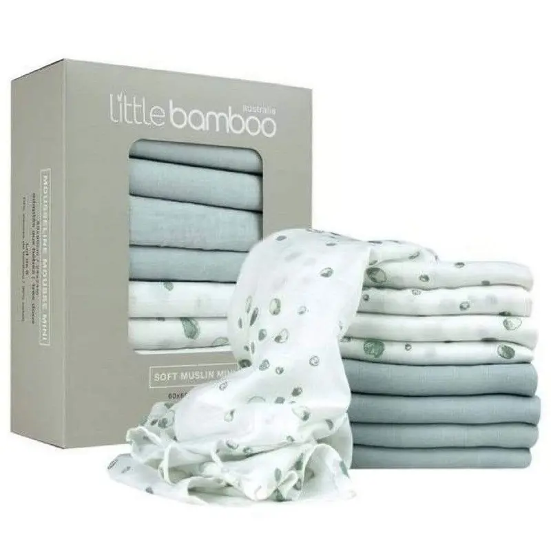 Little Bamboo Pack Of 8 Muslin Squares Whisper 1
