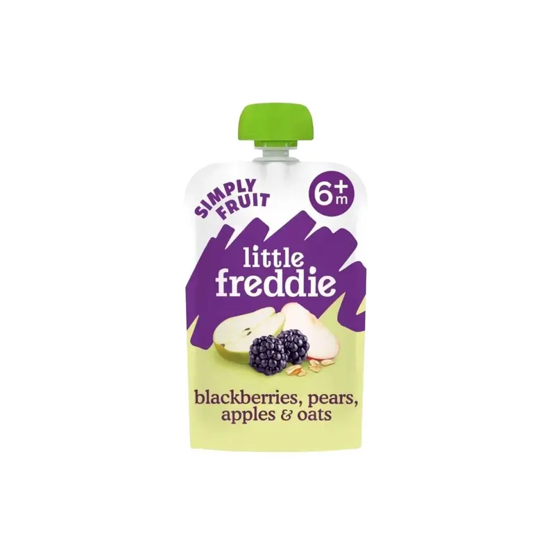 Little Freddie Organic Blackberries Pears Apples & Oats Baby Food Pouch 6+ Months 100G 1