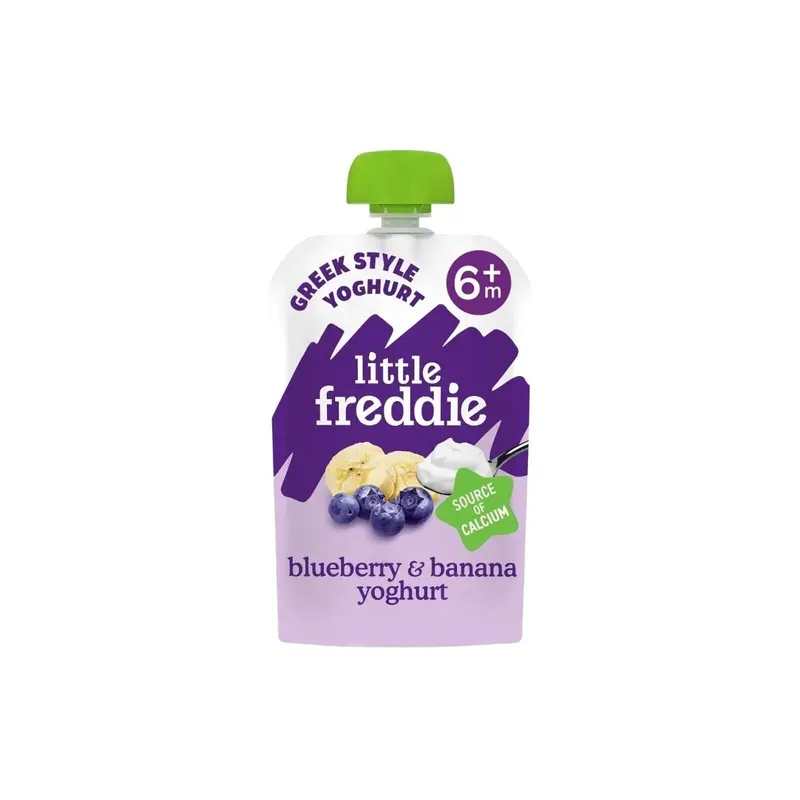 Little Freddie Organic Blueberry & Banana Greek Style Yoghurt Baby Food Pouch 6+ Months 100G 1