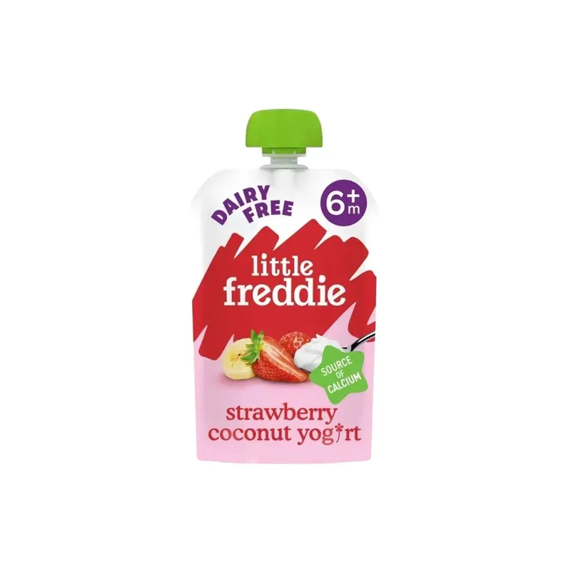 Little Freddie Organic Dairy Free Strawberry Yoghurt Baby Food Pouch 6+ Months 90G 1