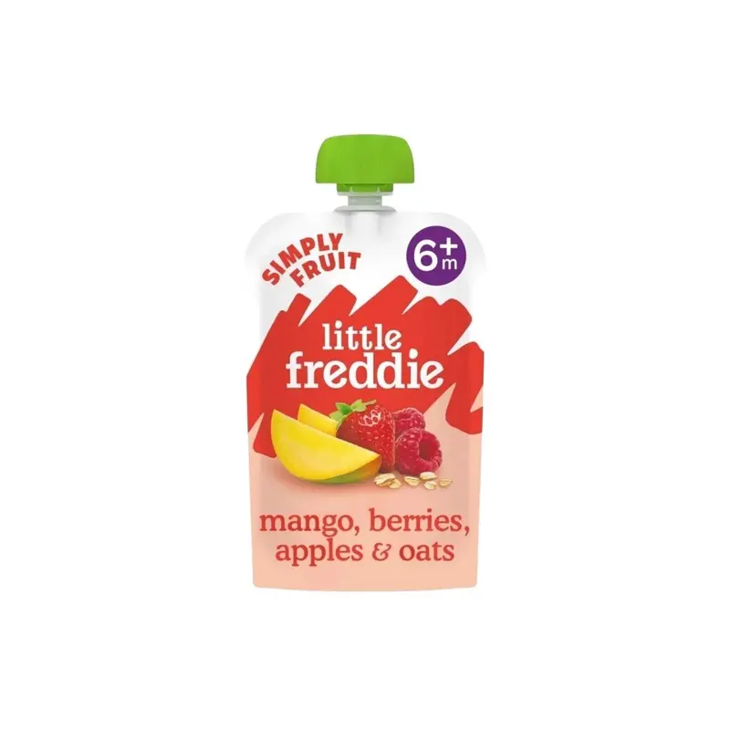 Little Freddie Organic Mango Berrie  Apples & Oats Baby Food Pouch 6+ Months 100G 1