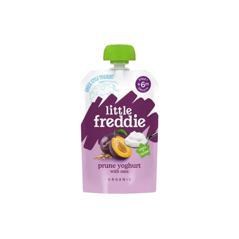 Little Freddie Organic Prune Greek Style Yoghurt With Oats Baby Food Pouch 6+ Months 100G 1
