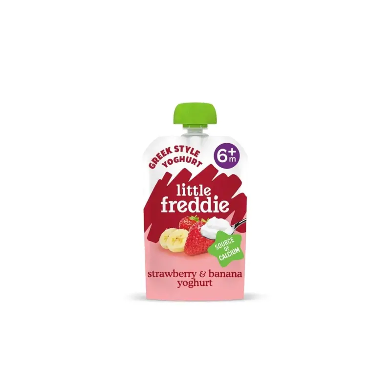 Little Freddie Organic Strawberry & Banana Greek Style Yoghurt Baby Food Pouch 6+ Months 90G 1