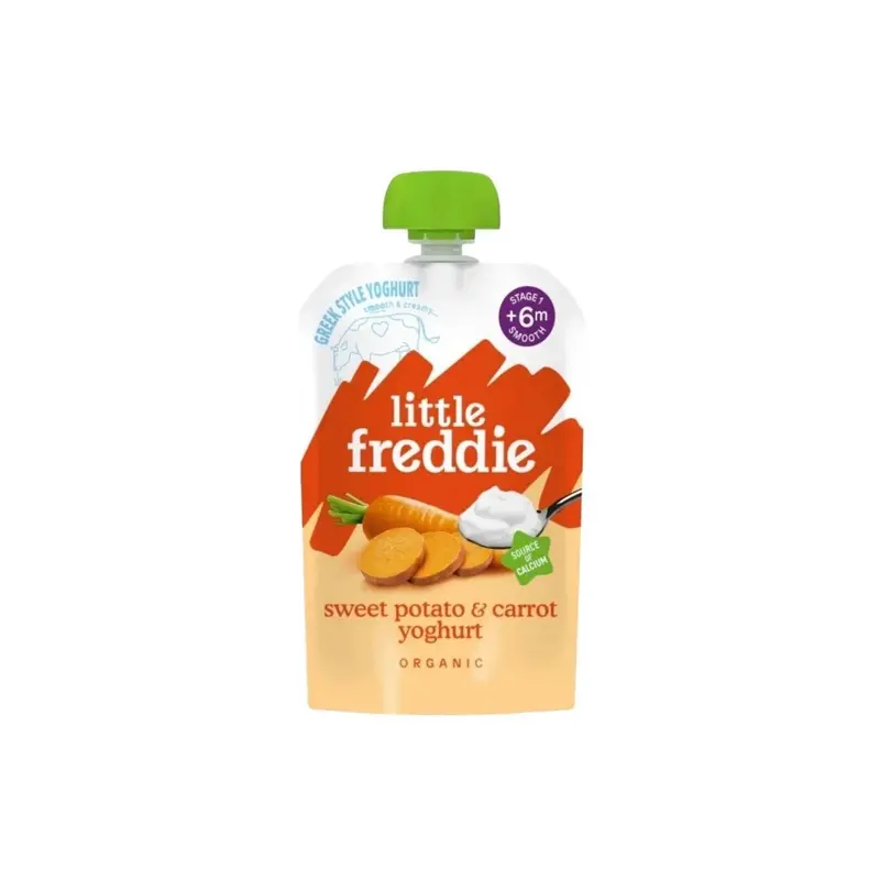 Little Freddie Organic Sweet Potato & Carrot Yoghurt Baby Food Pouch 6+ Months 100G 1