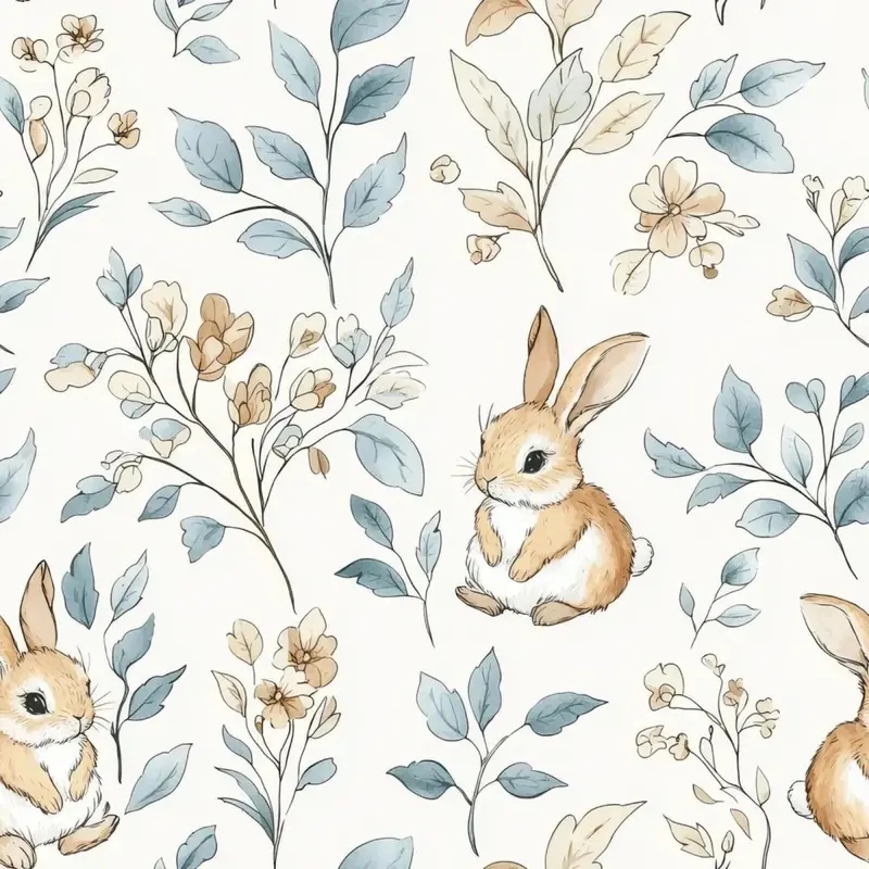 Live Vida Rabbits Mid Length Wall Drop - Blue 2
