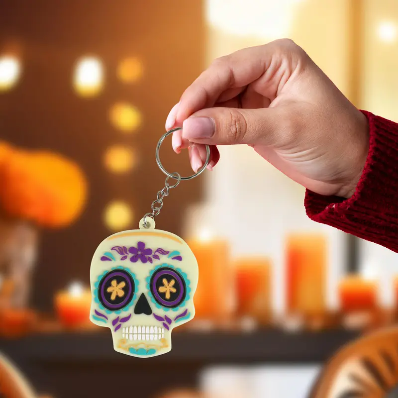 Llavero Con Forma De Calavera, Color Morado 1