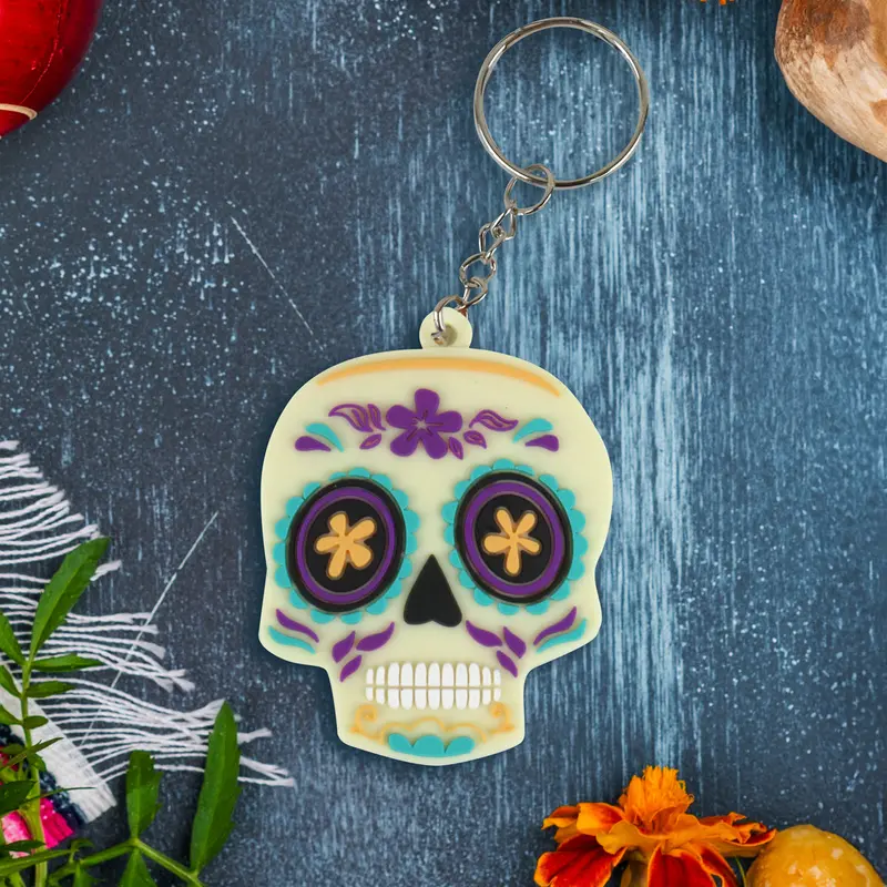 Llavero Con Forma De Calavera, Color Morado 2