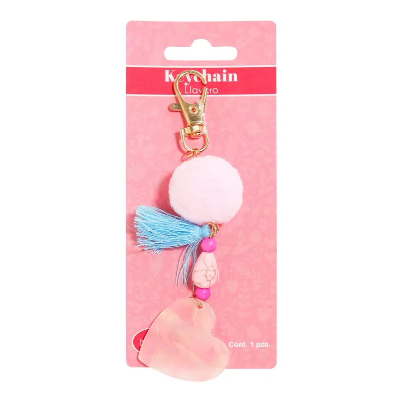 Llavero De Corazón Con Pompón, Color Azul, Inkanto 2