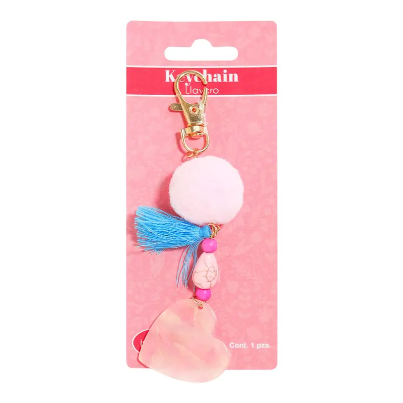 Llavero De Corazón Con Pompón, Inkanto, Color Azul 2