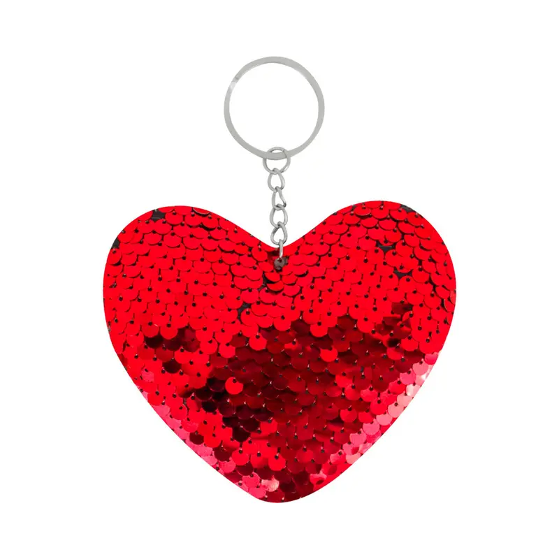 Llavero En Forma De Corazón Con Lentejuelas, Color Rojo 2