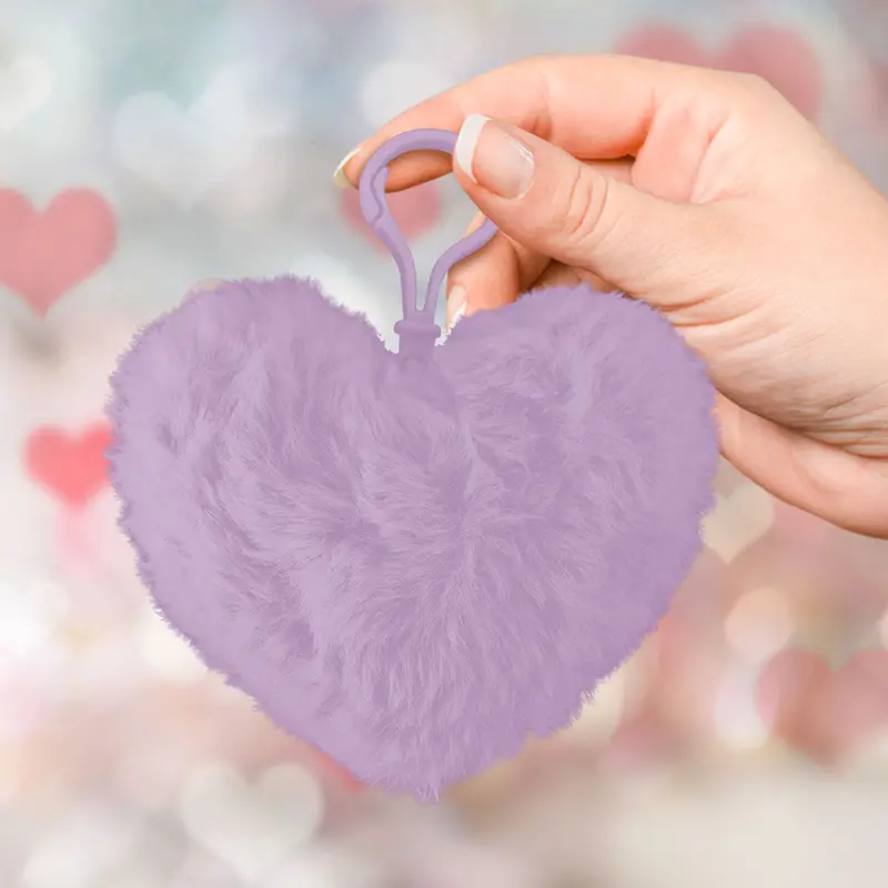 Llavero En Forma De Corazón De Peluche, Color Lila 1