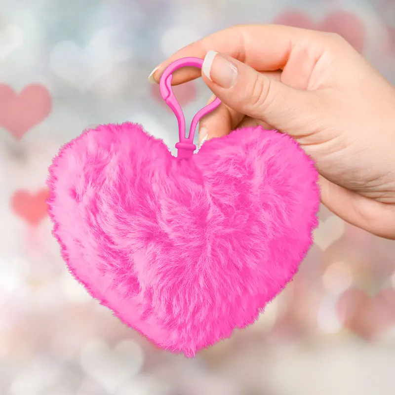 Llavero En Forma De Corazón De Peluche, Color Rosa 1