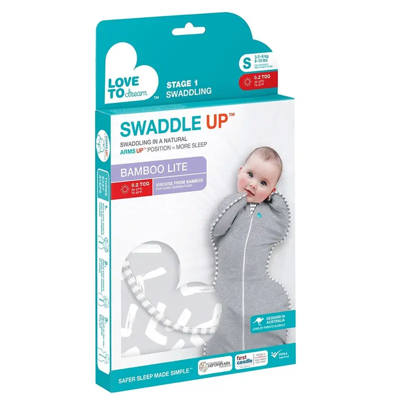 Love To Swaddle Bamboo Lite Medium Grey 2