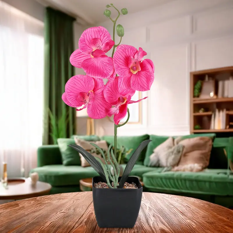 Maceta Clã¡Sica Con Orquã­Dea Artificial, Color Fucsia 1