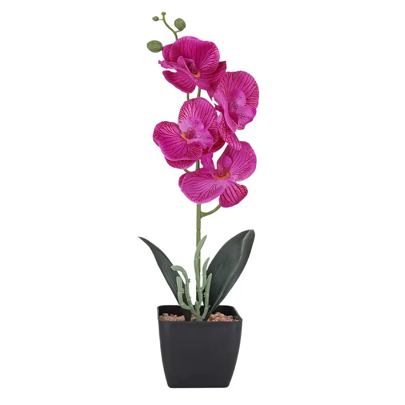 Maceta Clásica Con Orquídea Artificial, Color Morado 2