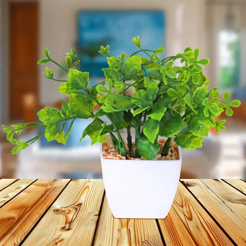 Maceta Color Blanco Con Flor Artificial, 10 Cm 2