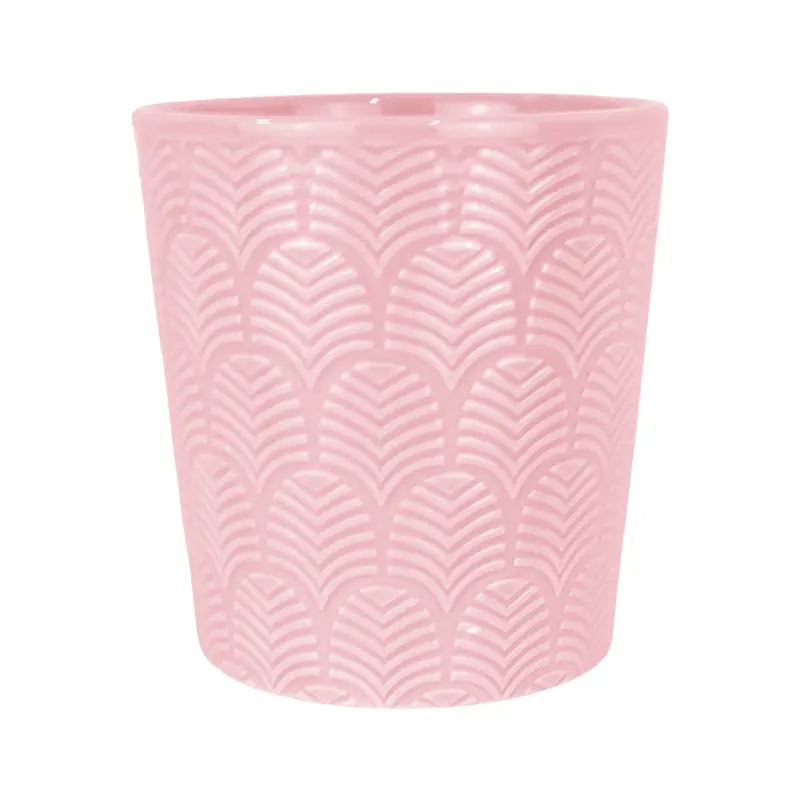 Maceta Con Diseño Textura, Cerámica, Color Rosa 2