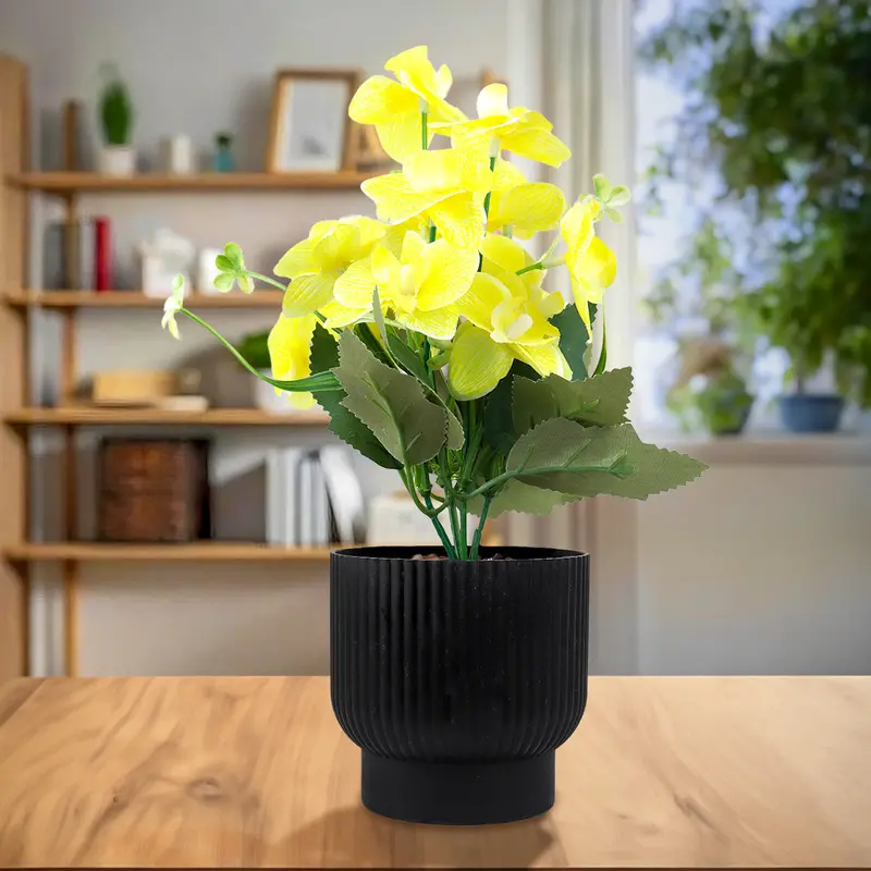 Maceta Con Flor Artificial, Color Amarillo, 25 Cm 1