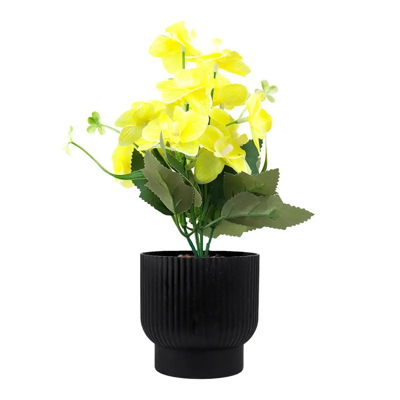 Maceta Con Flor Artificial, Color Amarillo, 25 Cm 2