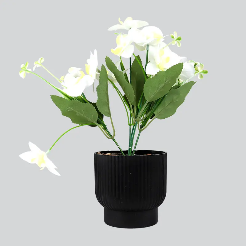 Maceta Con Flor Artificial, Color Blanco, 25 Cm 2